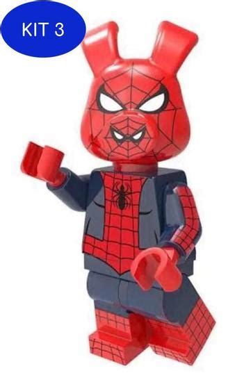 Kit 3 Porco Homem Aranha Aranhaverso Boneco Blocos De Montar Mega