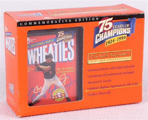 Cal Ripken Jr 24k Gold Replica Signature Mini Cereal Box In Display Case Wheaties Coa