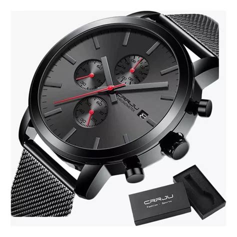 Reloj de pulsera Crrju 2287 de cuerpo color negro analógico para