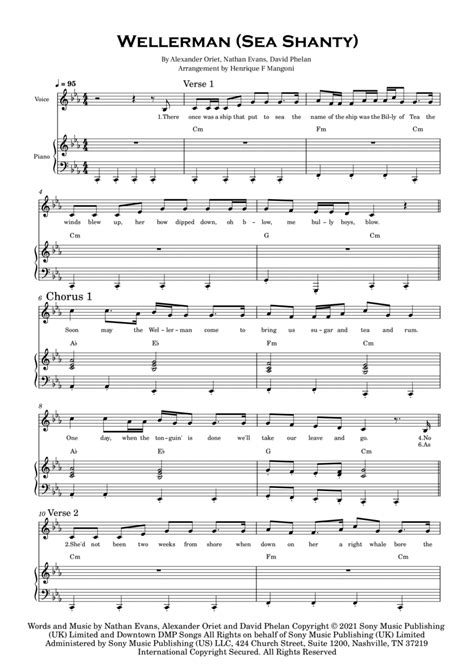 Wellerman Arr Henrique F Mangoni By Nathan Evans Sheet Music For