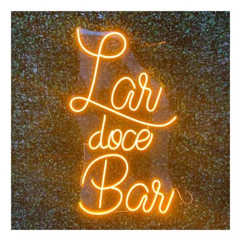 Placa Luminária painel Neon Led Lar Doce Bar 70x45cm Parcelamento