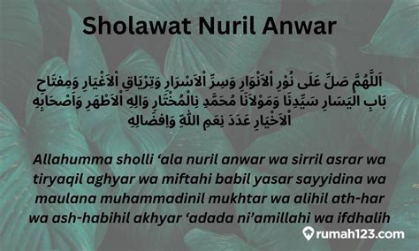 Bacaan Sholawat Nuril Anwar Dilengkapi Arti Dan Keutamaannya