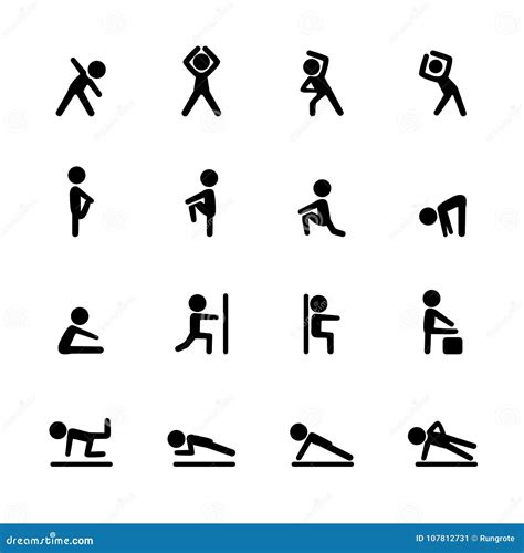 Exercise Fitness Icon Set, Vector Eps10 Stock Vector - Illustration of lifting, build: 107812731