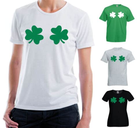 Shamrock Boobs T Shirt Ireland Irish Funny Rude St Patrick Paddys