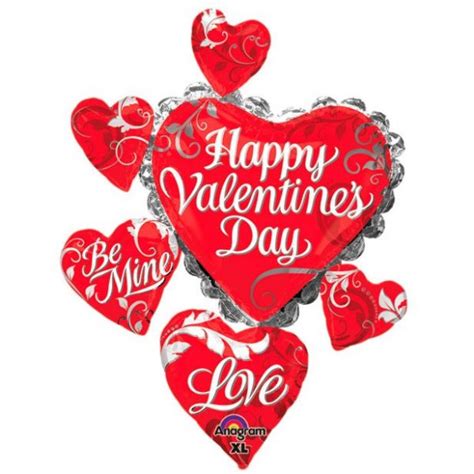 34 Happy Valentines Day Heart Cluster Shape Mylar Foil Balloon