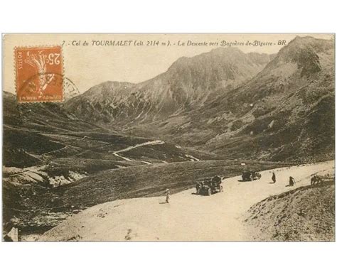 carte postale ancienne 65 COL DU TOURMALET La Descente vers Bagnères