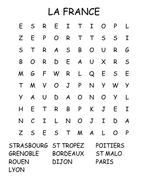 LA FRANCE Word Search WordMint