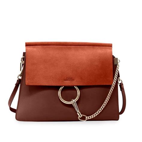 Chloe Faye Smooth And Suede Calfskin Shoulder Bag Tobacco Artofit