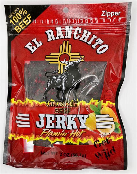 El Ranchito Flamin Hot Beef Jerky Crunchy Meat Snack With Hot Cheetos