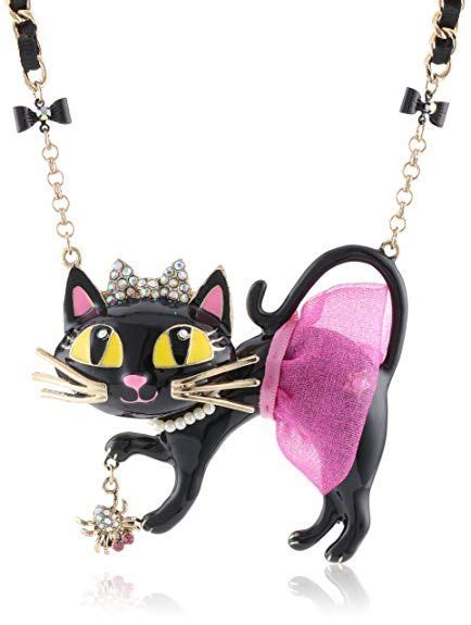 Betsey Johnson Women S Enchanted Forest Cat Tutu Pendant Necklace Pink