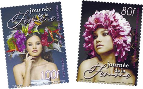 Polynésie Française Journée de la Femme Lot de 2 timbres La Poste