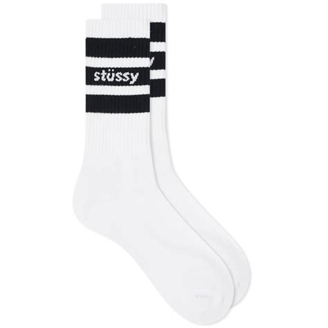 Stussy Sport Crew Sock White And Black End Global