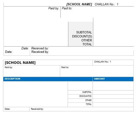 Free School Fee Receipt Template Word Pdf Excel Tmp