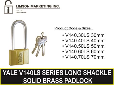 YALE V140LS SERIES LONG SHACKLE SOLID BRASS PADLOCK Lazada PH