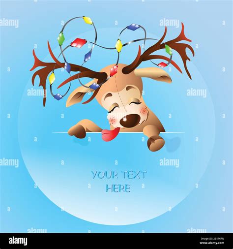 Illustration Of A Funny Reindeer With Place Your Text Here Deer