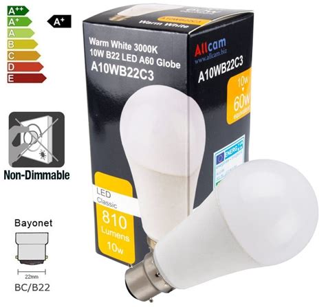 Allcam W Led Bulb Bayonet B Lm W Incandescent Light A