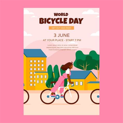 Free Vector Hand Drawn World Bicycle Day Poster