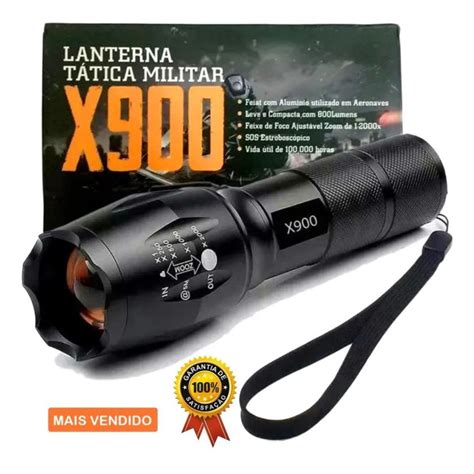 Lanterna Tática Led T6 X900 Militar Função Strobo Bateria Alta Duração