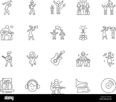 Dance Schools Concept Line Icons Signs Vector Set Outline