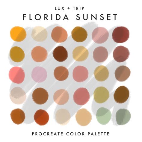 Florida Sunset Procreate Color Palette Lux Trip