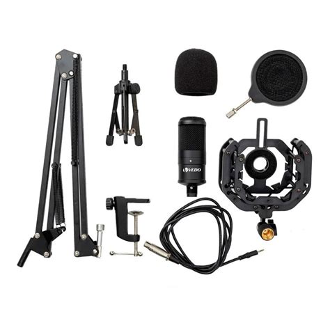 Kit Microfone Condensador BM800 Pro Xlr P2 Pedestal Articulado Vedo