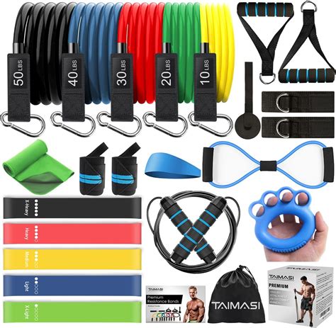 TAIMASI Resistance Bands Set 23 Pcs Workout Bands 5 Stackable Exercise