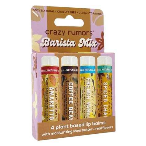 Crazy Rumors Plant Based Lip Balms Barista Mix 4 Pack