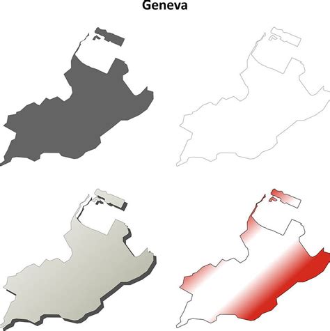 Vector Conjunto De Mapa De Contorno Detallado En Blanco De Ginebra Ai