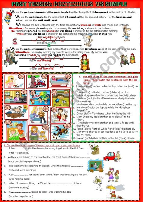 Past Tenses Continuous Vs Simple Esl Worksheet By Oumsalsabil