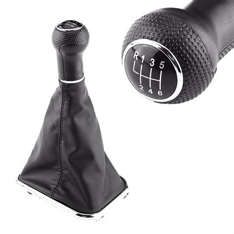 Buy 6 Speed Black Leather Car Manual Gear Shift Knob Stick Gaiter Boot Frame