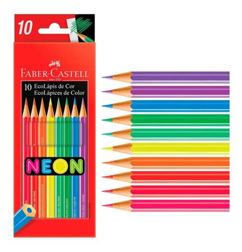 Lápis De Cor Ecolápis 10 Cores Neon Faber Castell Ventura Atacado