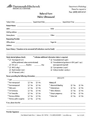 Ultrasound Referral Form Fill Online Printable Fillable Blank