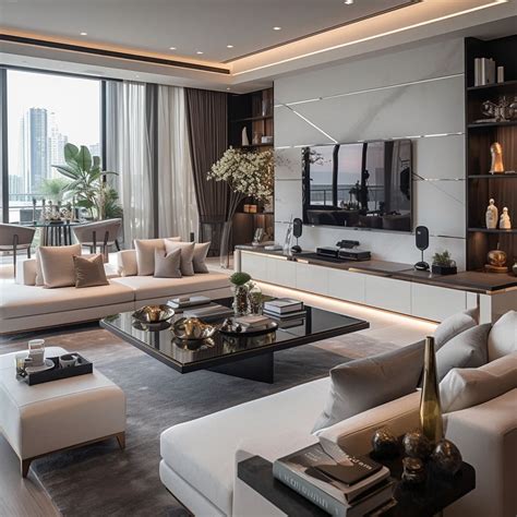 An Inviting L Shaped Sofa Anchors This Penthouses Spacious Living Room