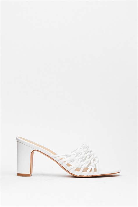 Woven Block Heel Mule Sandals Boohoo Uk