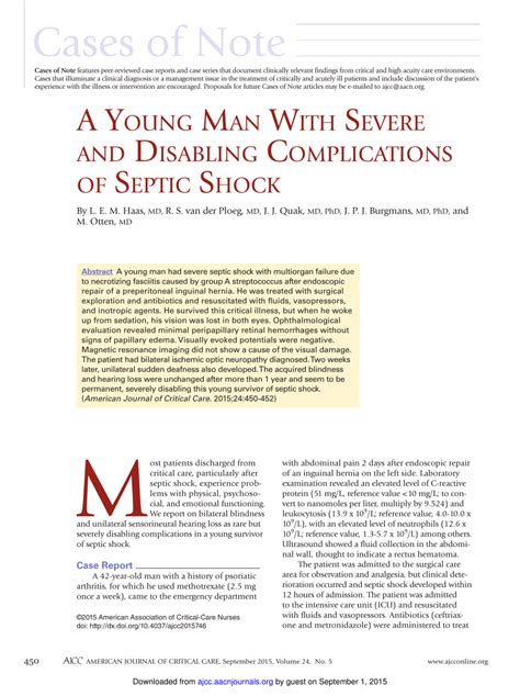 (PDF) A Young Man With Severe and Disabling Complications of Septic Shock