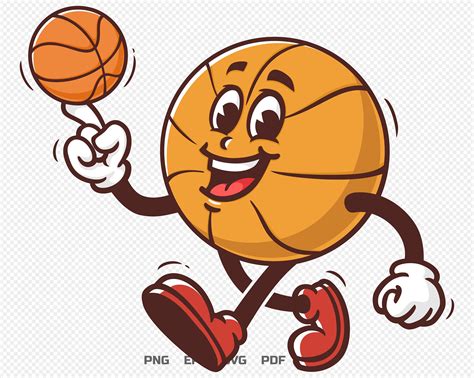 Walking Basketball Cartoon Mascot Illustration Design Character Vector ...