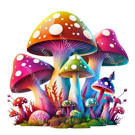 Enchanting Forest Mushroom Clipart Vibrant Rainbow Png Mushrooms