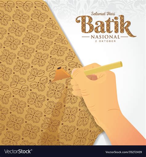 Indonesian Holiday Batik Day Translation October Vector Image