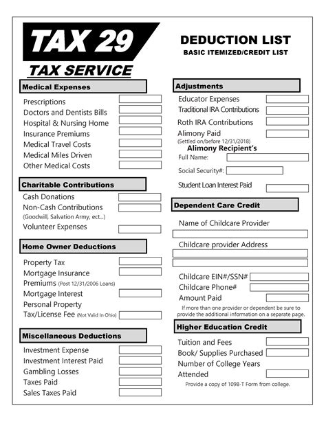 Resources Tax Worksheets Library