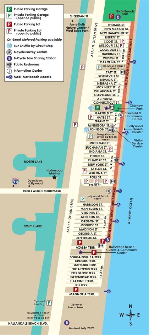 Hollywood Florida Boardwalk Map - Polly Camellia