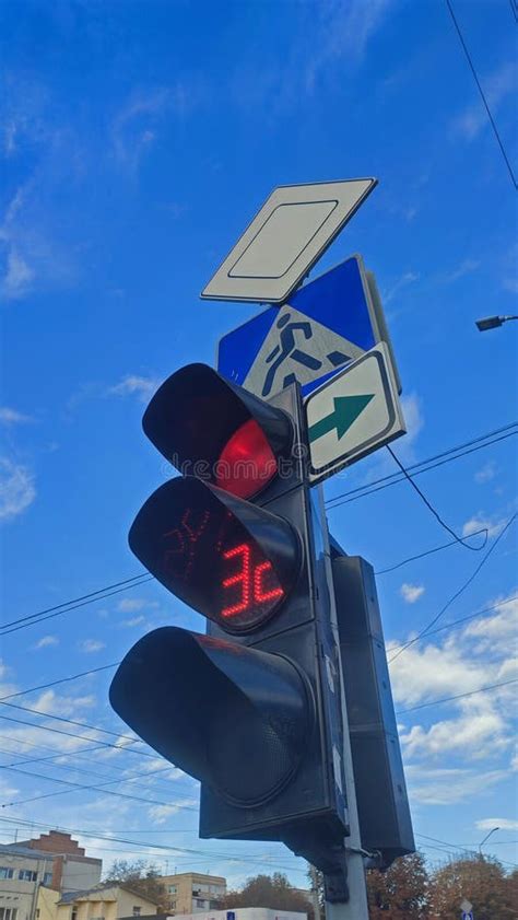 Traffic Light on the Street at a Pedestrian Crossing Stock Photo ...