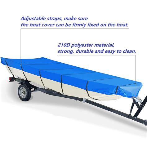 Jon Boat Cover Waterproof Heavy Duty Blue Boat Cover with Adjustable ...