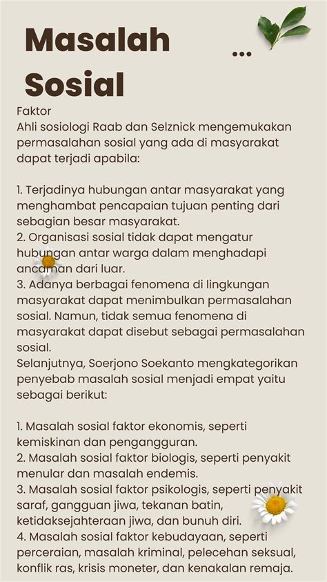 3 Faktor Masalah Sosial Faktor Ahli Sosiologi Raab Dan Selznick Mengemukakan Permasalahan