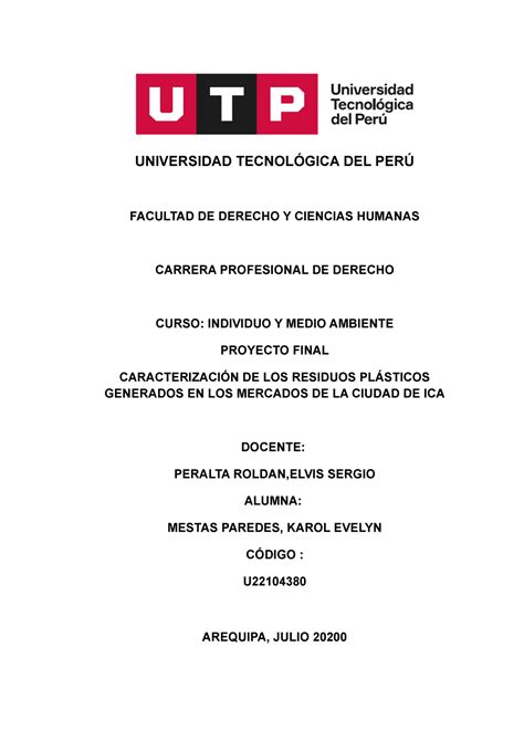 Proyecto Final Individuo Y Medio Ambiente Karol Universidad