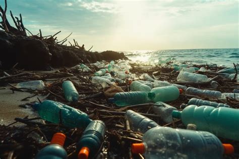 Premium Ai Image Beach Littered With Used Plastic Bottles