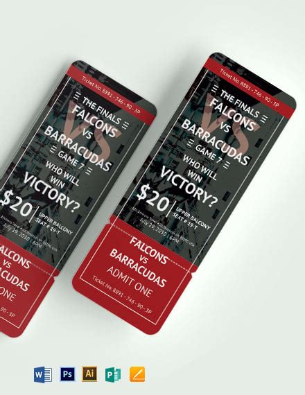 Free Sample Blank Sports Ticket Template - Download in Word ...