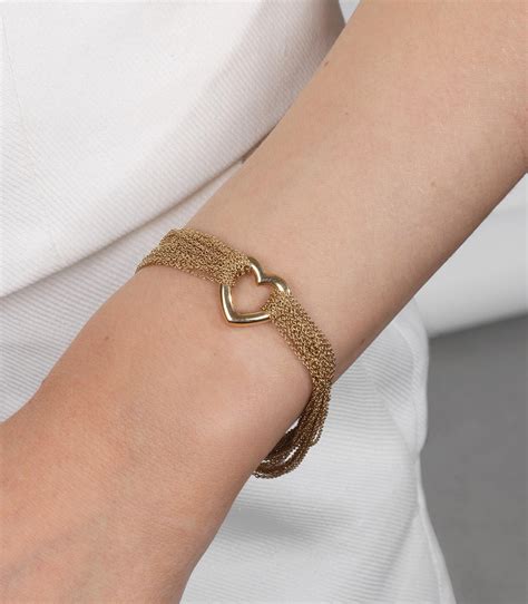 Tiffany And Co 18ct Yellow Gold Multi Strand Heart Bracelet For Sale