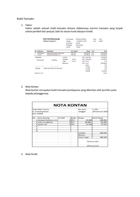 Bukti Transaksi Nota Kontan Nota Kontan Merupakan Bukti Transaksi