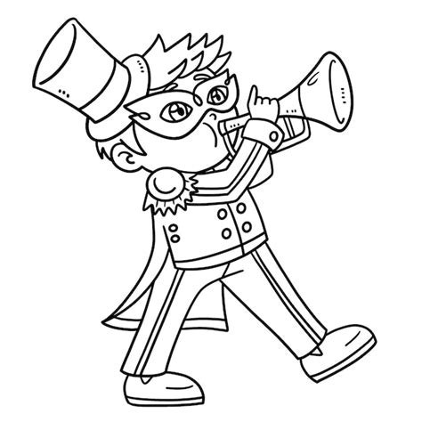 Premium Vector Mardi Gras Boy Playing Trumpet Isolated Coloring