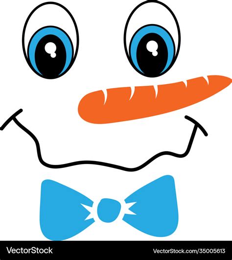 Snowman face icon funny big eyes carrot Royalty Free Vector